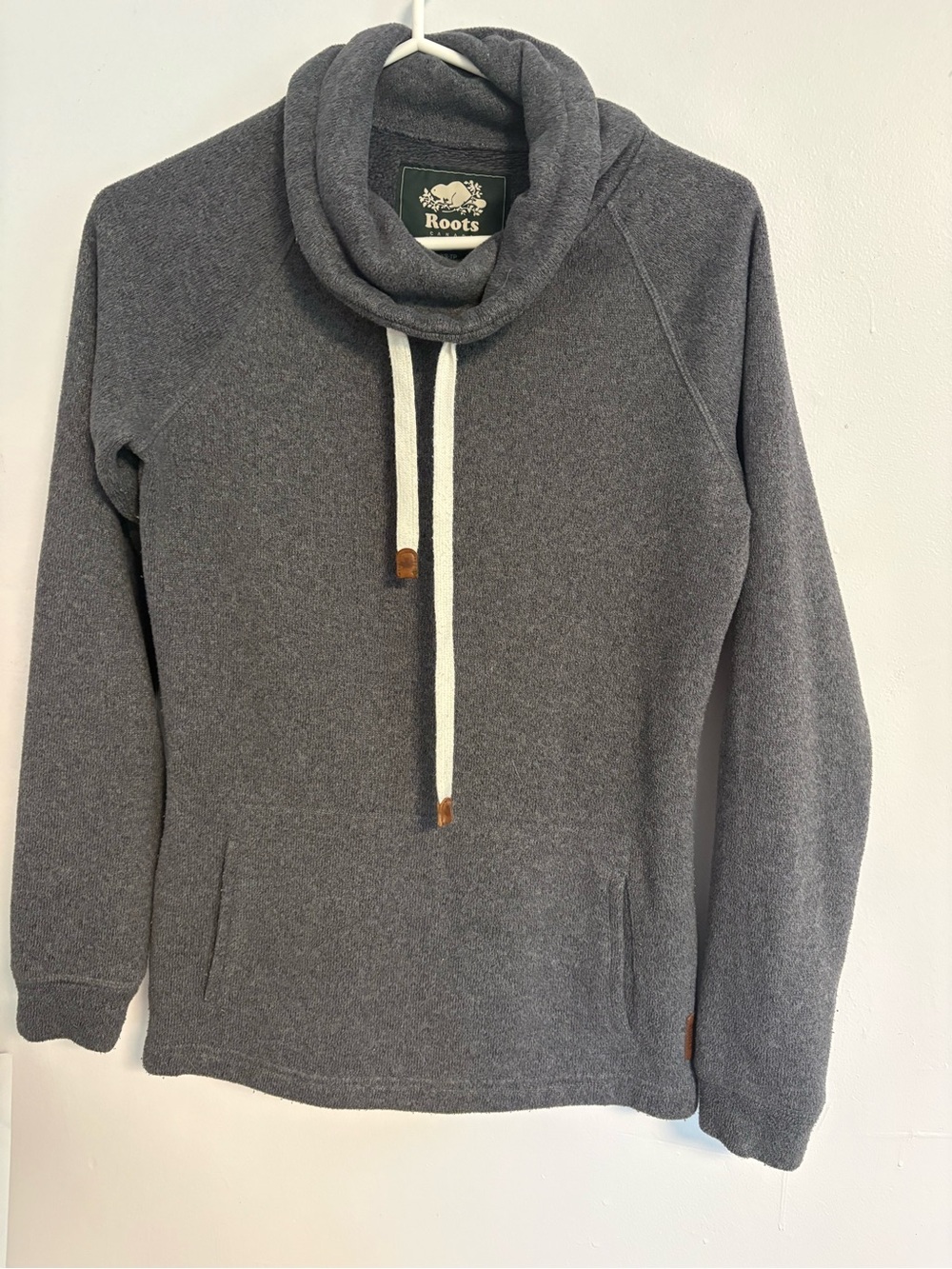 Roots Gray Cowl Neck Pullover with Drawcord